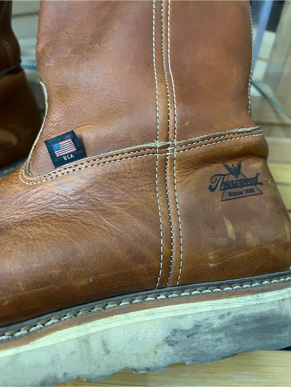 Mens Thorogood Wellington boots tobacco oil tanned size 13 EE